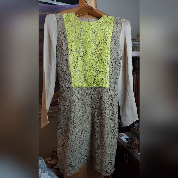 Jenni Kayne Lace Panel Dress Sheer Sleeves Size 2 - Picture 5 of 14